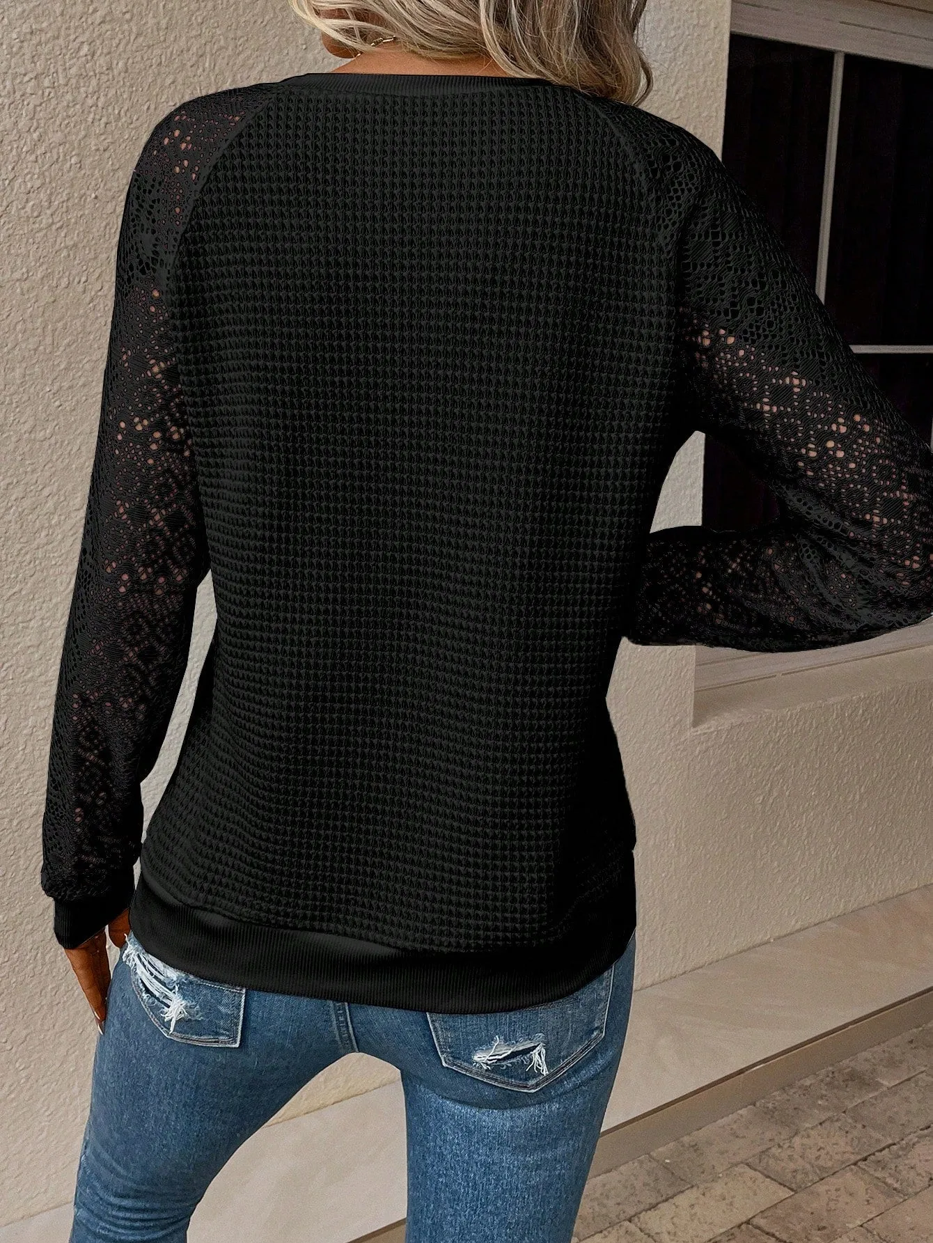 Franclia Sudadera Raglán de Encaje - Cherry Vibes en