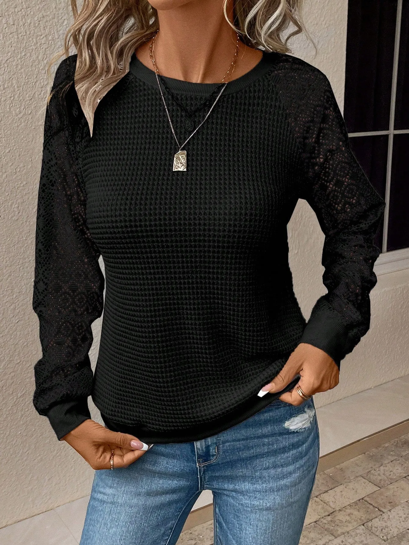 Franclia Sudadera Raglán de Encaje - Cherry Vibes en