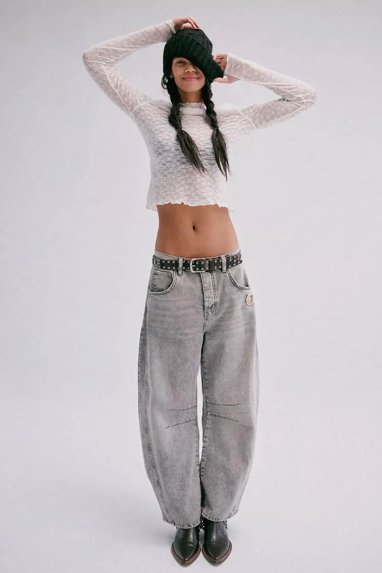 Free People - Good Luck Mid-Rise Barrel Jeans - Falcon Grey