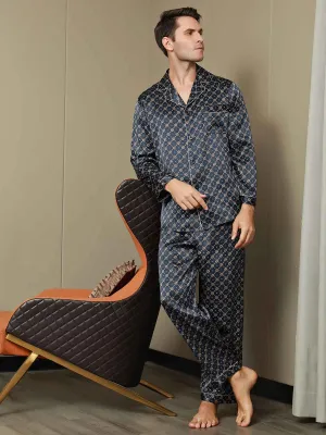 Gedrukt Lapel Heren Moerbei Zijde Pyjamas