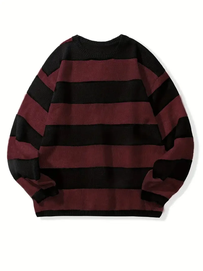 Gestreifter Retro-Strickpullover für Männer