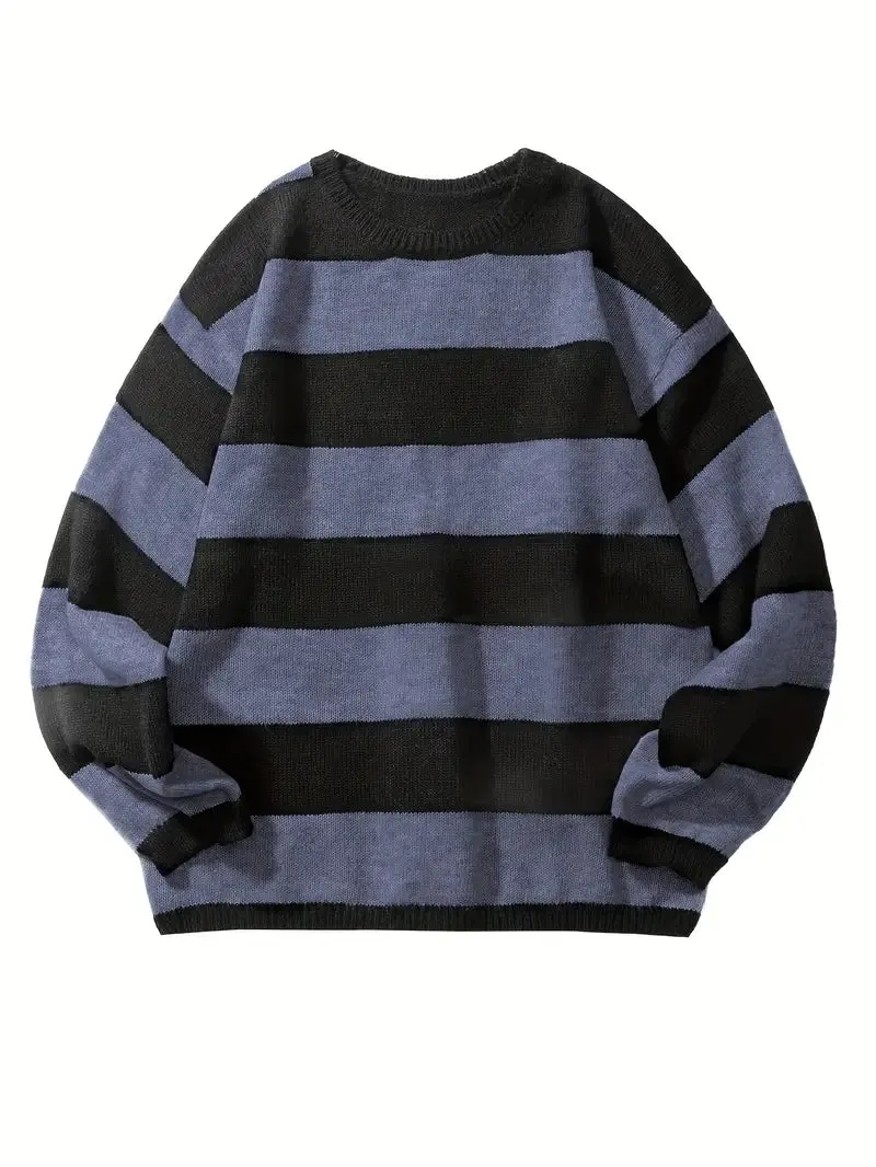 Gestreifter Retro-Strickpullover für Männer