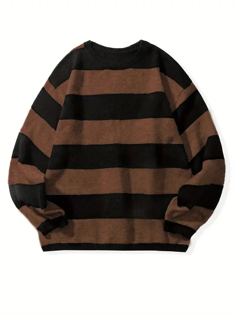 Gestreifter Retro-Strickpullover für Männer