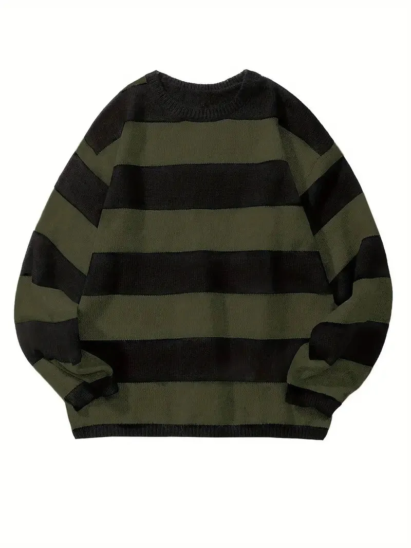 Gestreifter Retro-Strickpullover für Männer