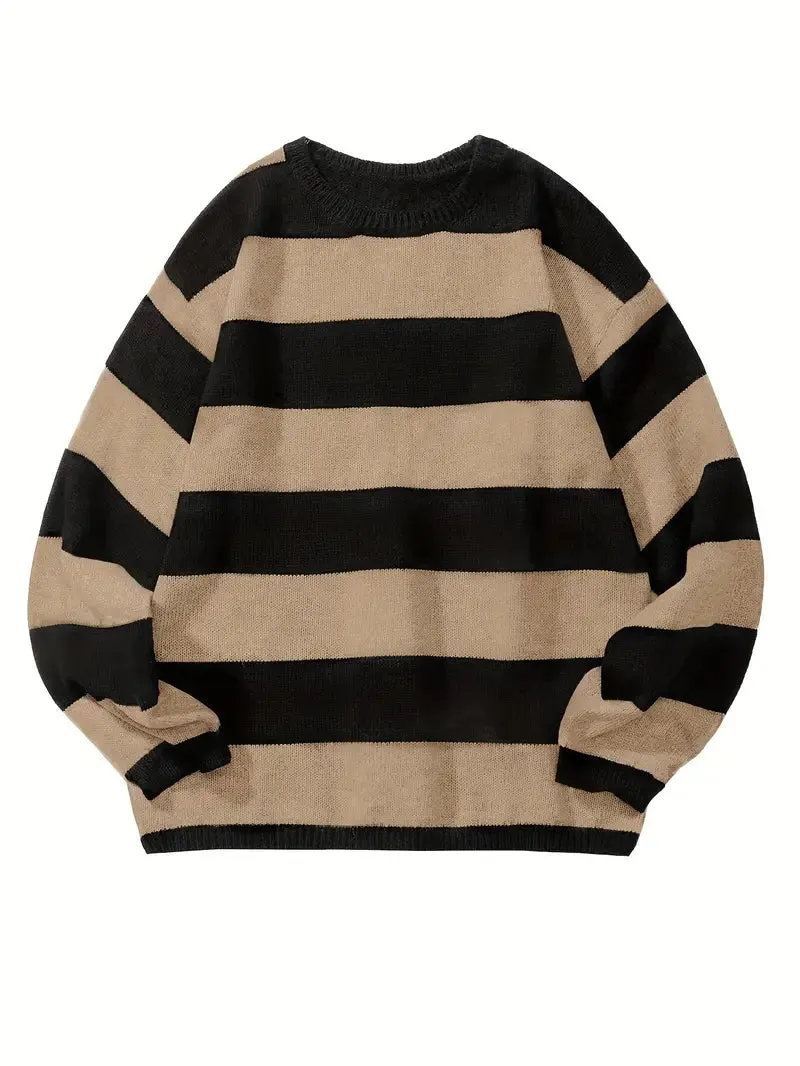 Gestreifter Retro-Strickpullover für Männer
