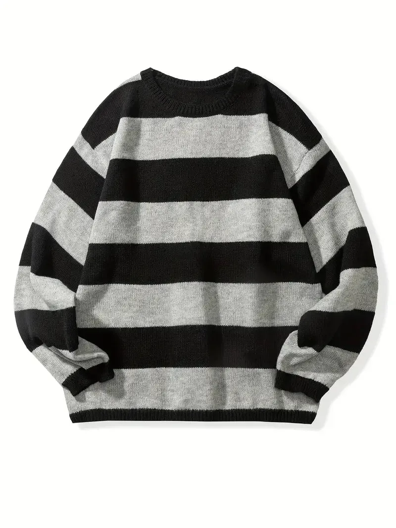 Gestreifter Retro-Strickpullover für Männer