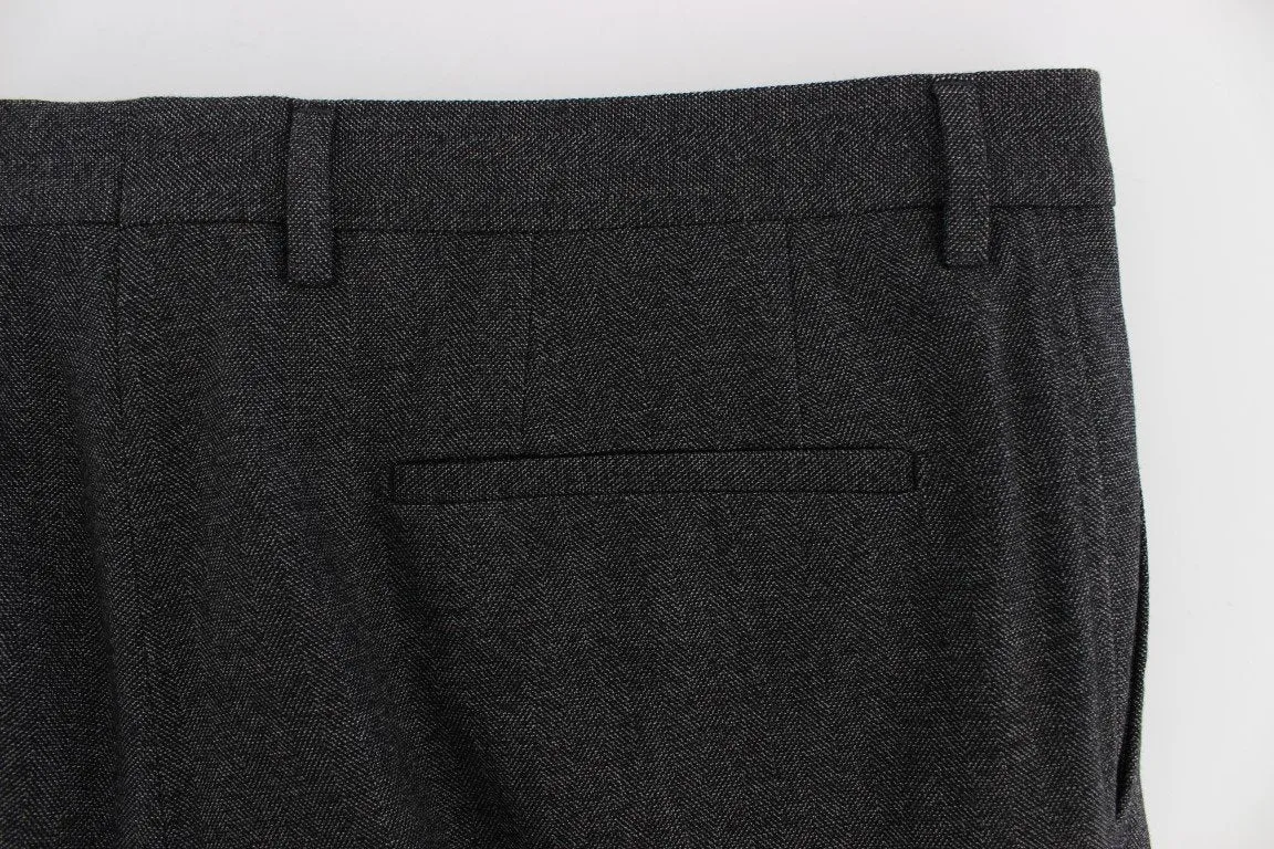 Gray Wool Cotton Dress Formal Pants