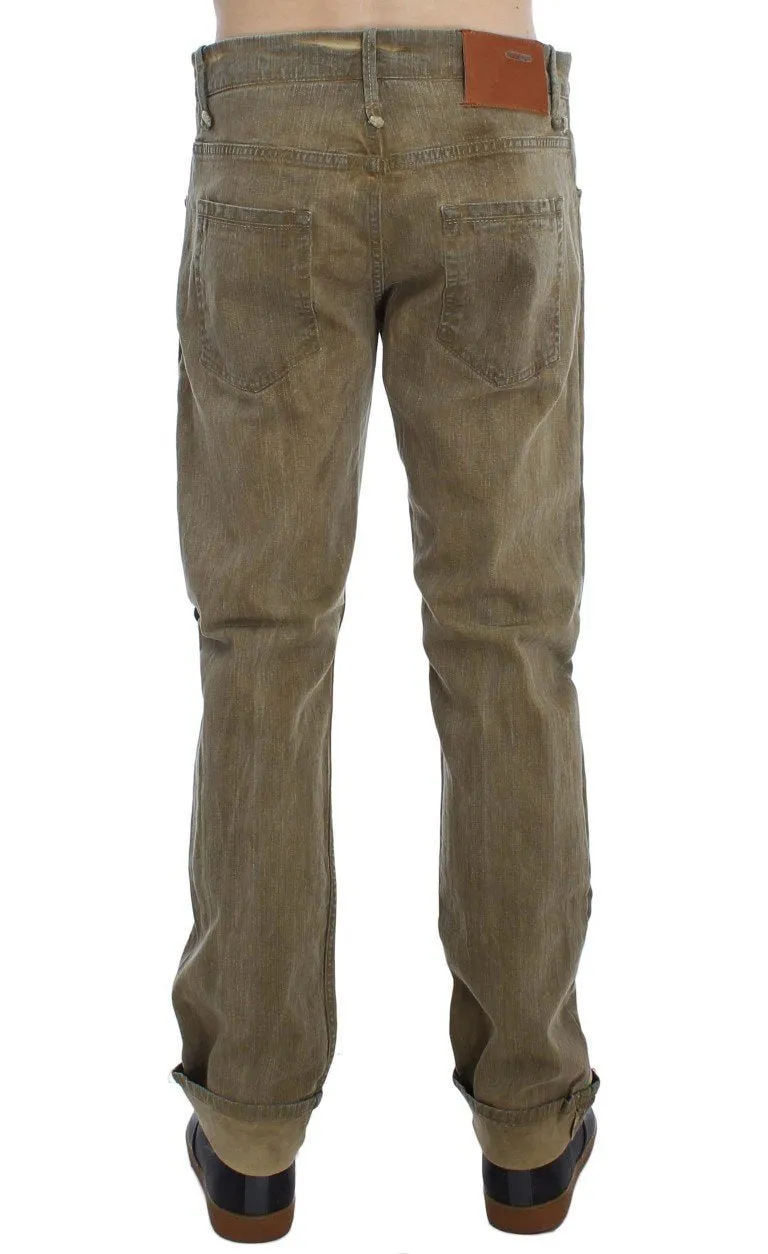 Green Denim Cotton Stretch Loose Fit Jeans