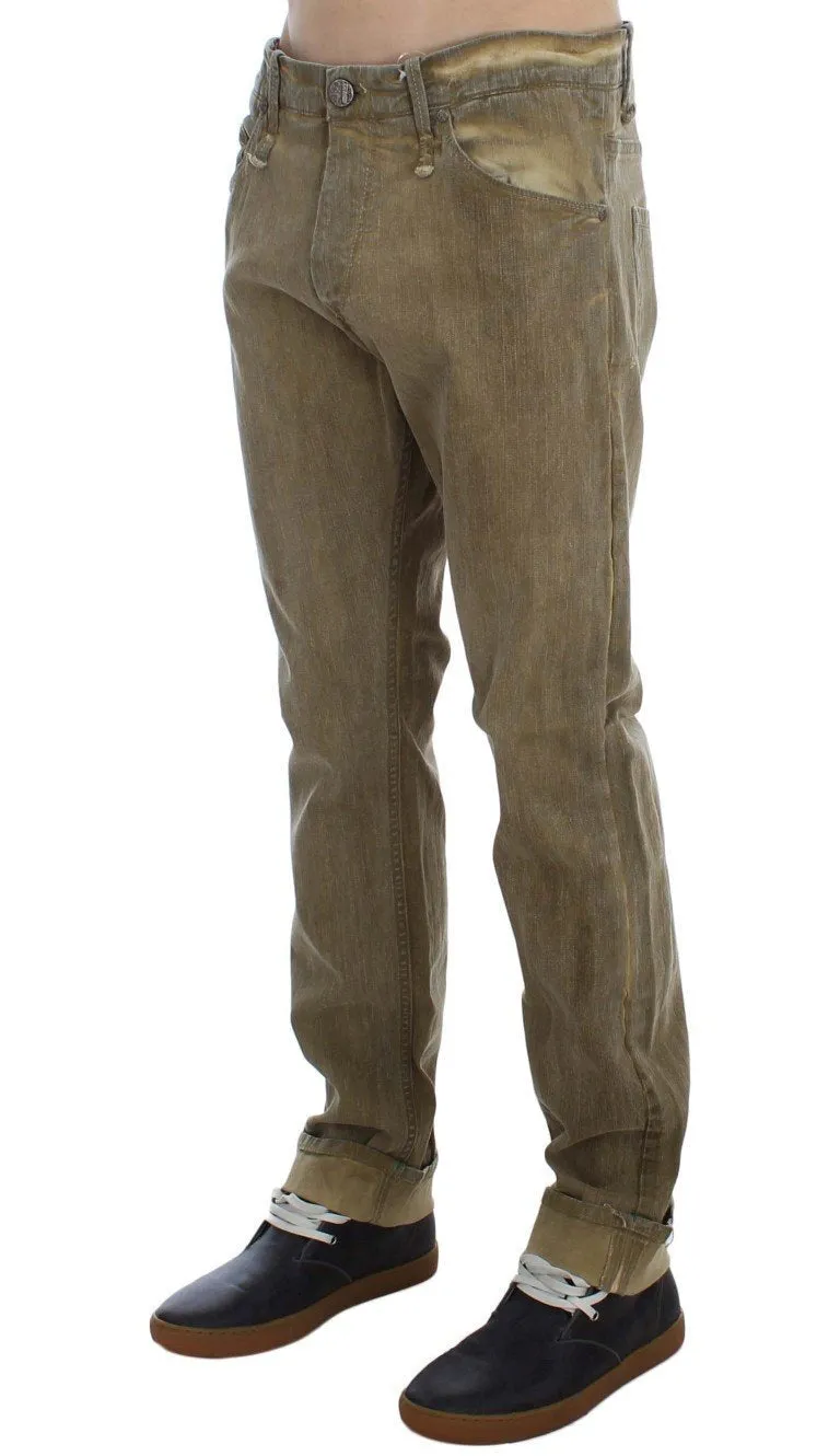 Green Denim Cotton Stretch Loose Fit Jeans