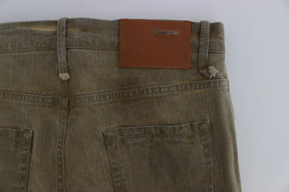 Green Denim Cotton Stretch Loose Fit Jeans