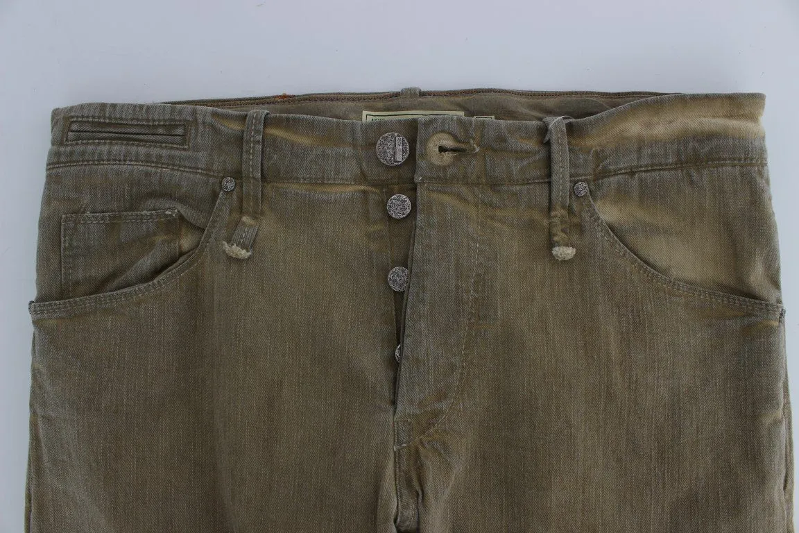 Green Denim Cotton Stretch Loose Fit Jeans