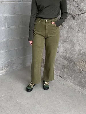 green loose straight jeans