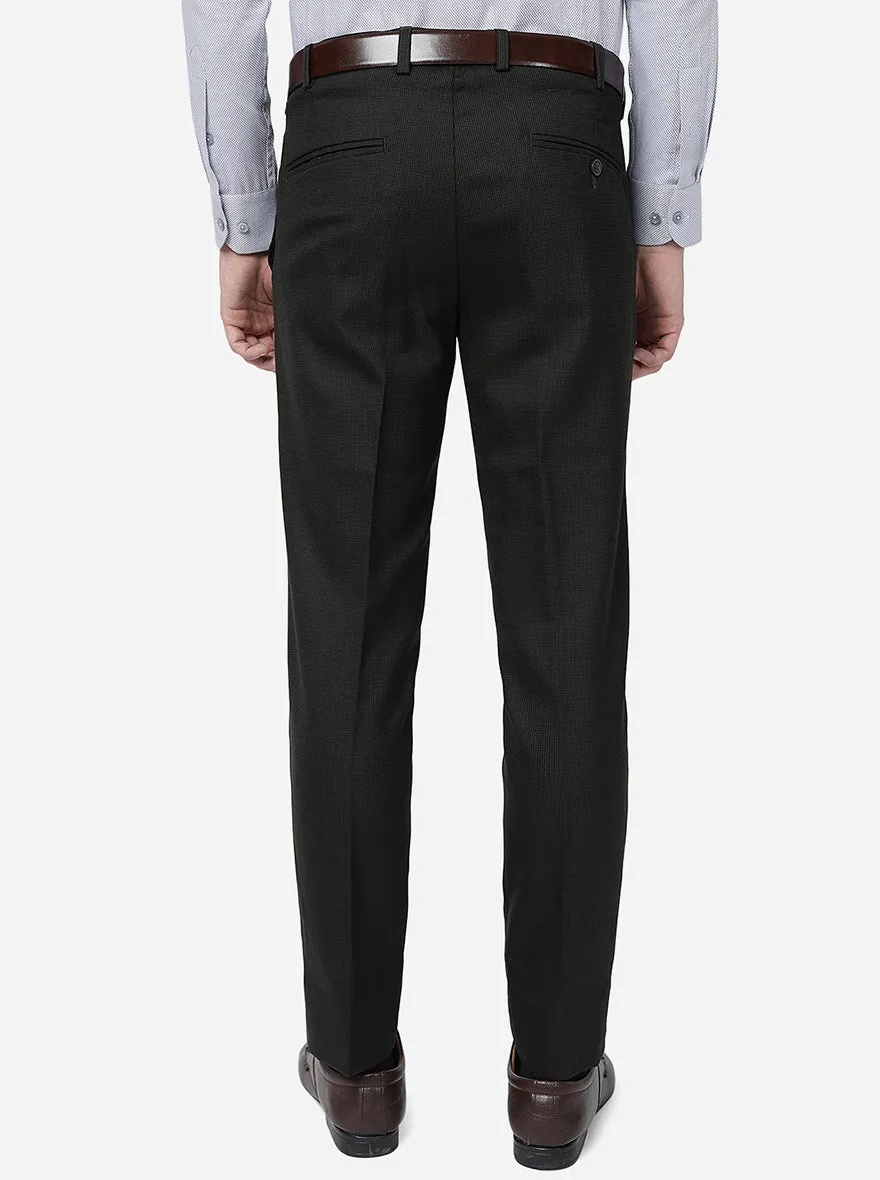 Green Solid Slim Fit Formal Trouser | Metal