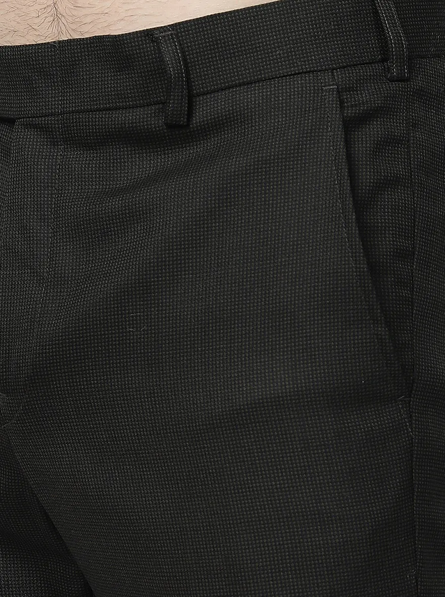Green Solid Slim Fit Formal Trouser | Metal