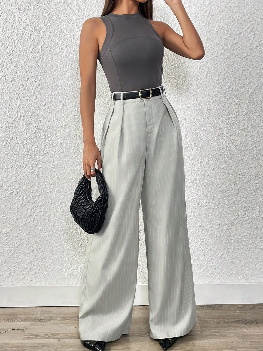 Grey Pleated Formal Trousers