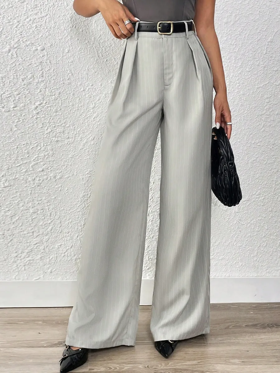 Grey Pleated Formal Trousers