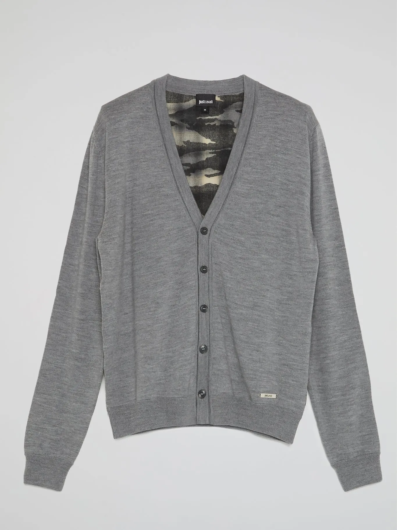 Grey Print Panel Cardigan