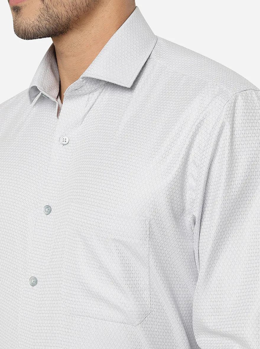 Grey Printed Slim Fit Formal Shirt | Greenfibre