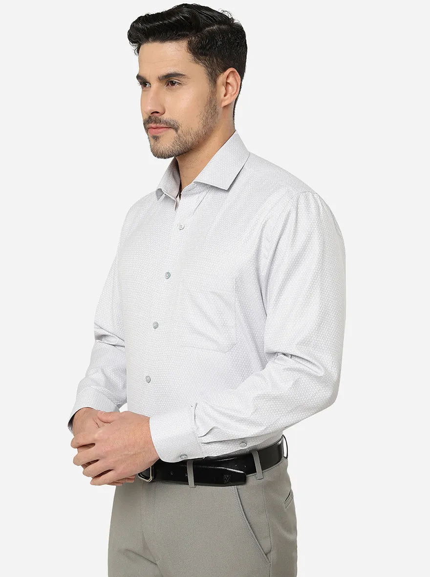 Grey Printed Slim Fit Formal Shirt | Greenfibre