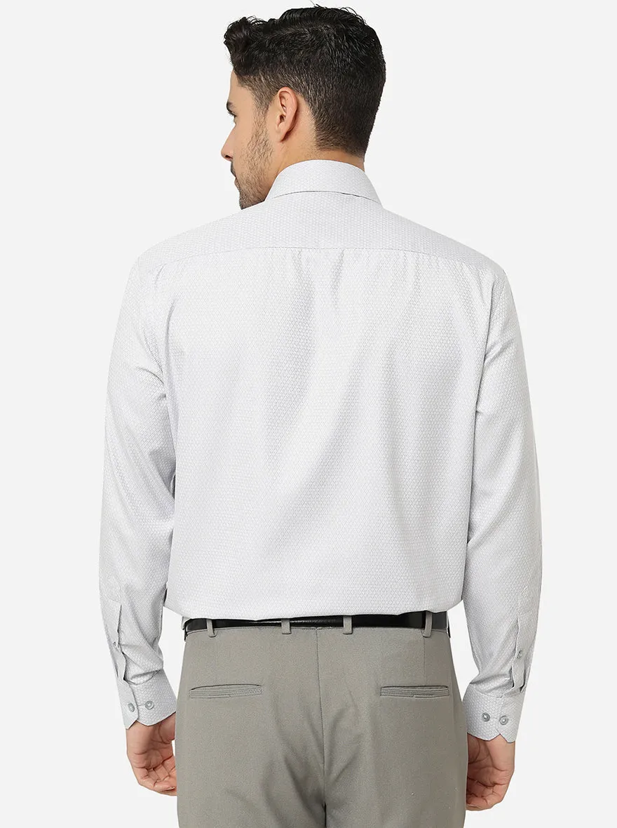 Grey Printed Slim Fit Formal Shirt | Greenfibre