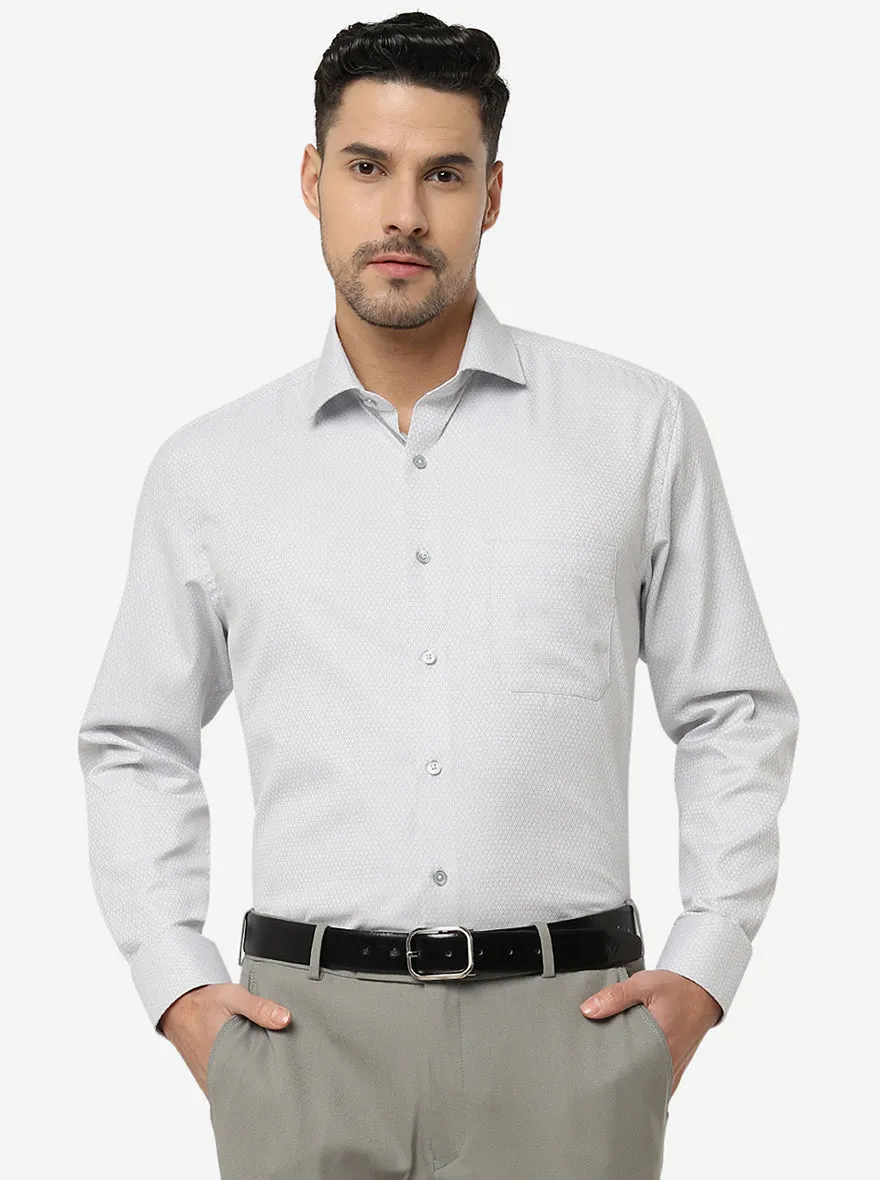 Grey Printed Slim Fit Formal Shirt | Greenfibre