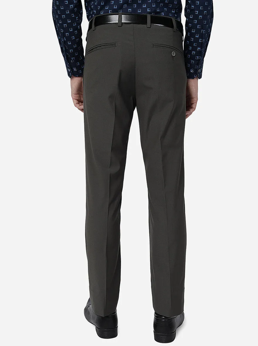 Grey Solid Slim Fit Formal Trouser | Greenfibre