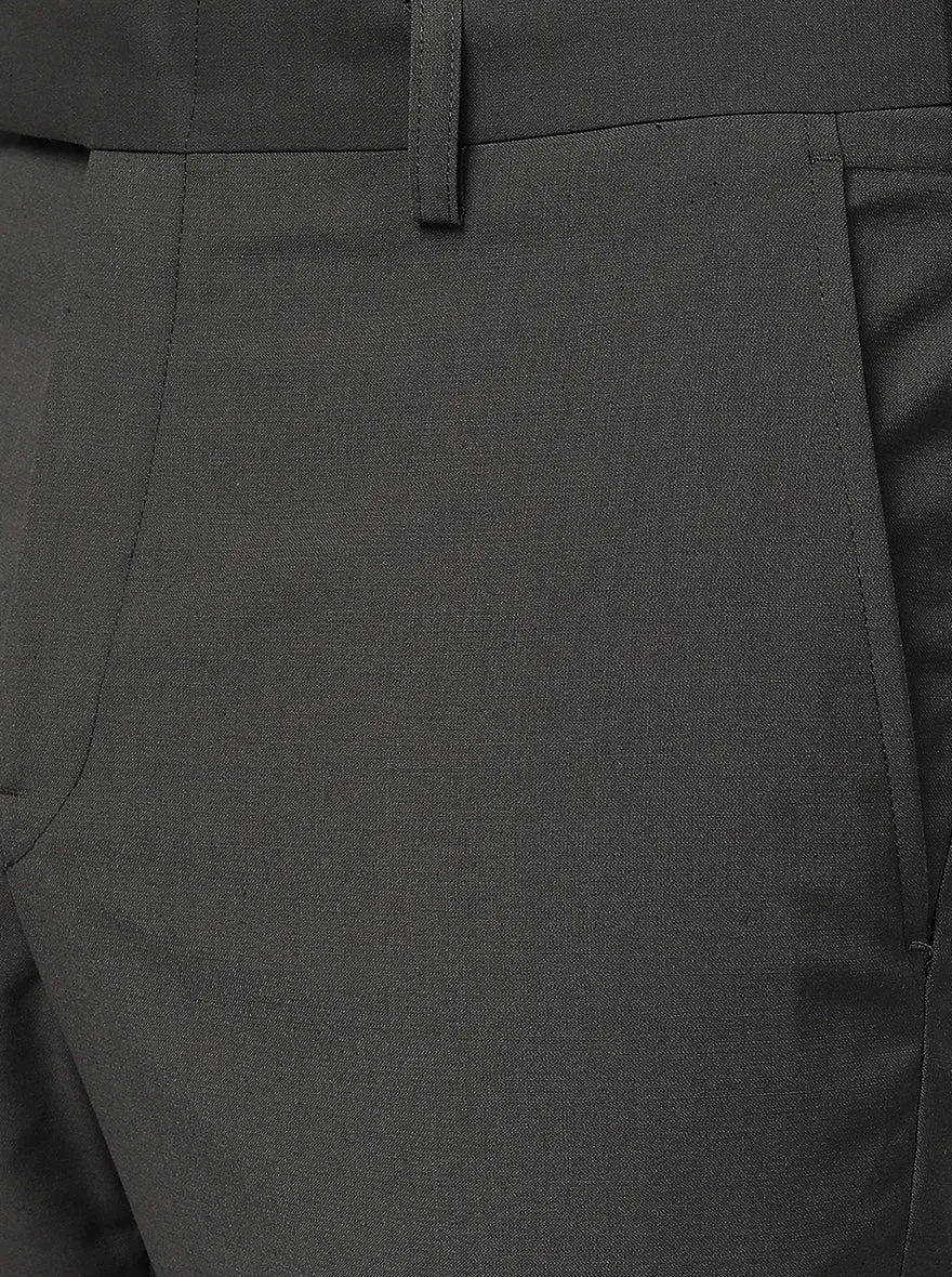 Grey Solid Slim Fit Formal Trouser | Greenfibre