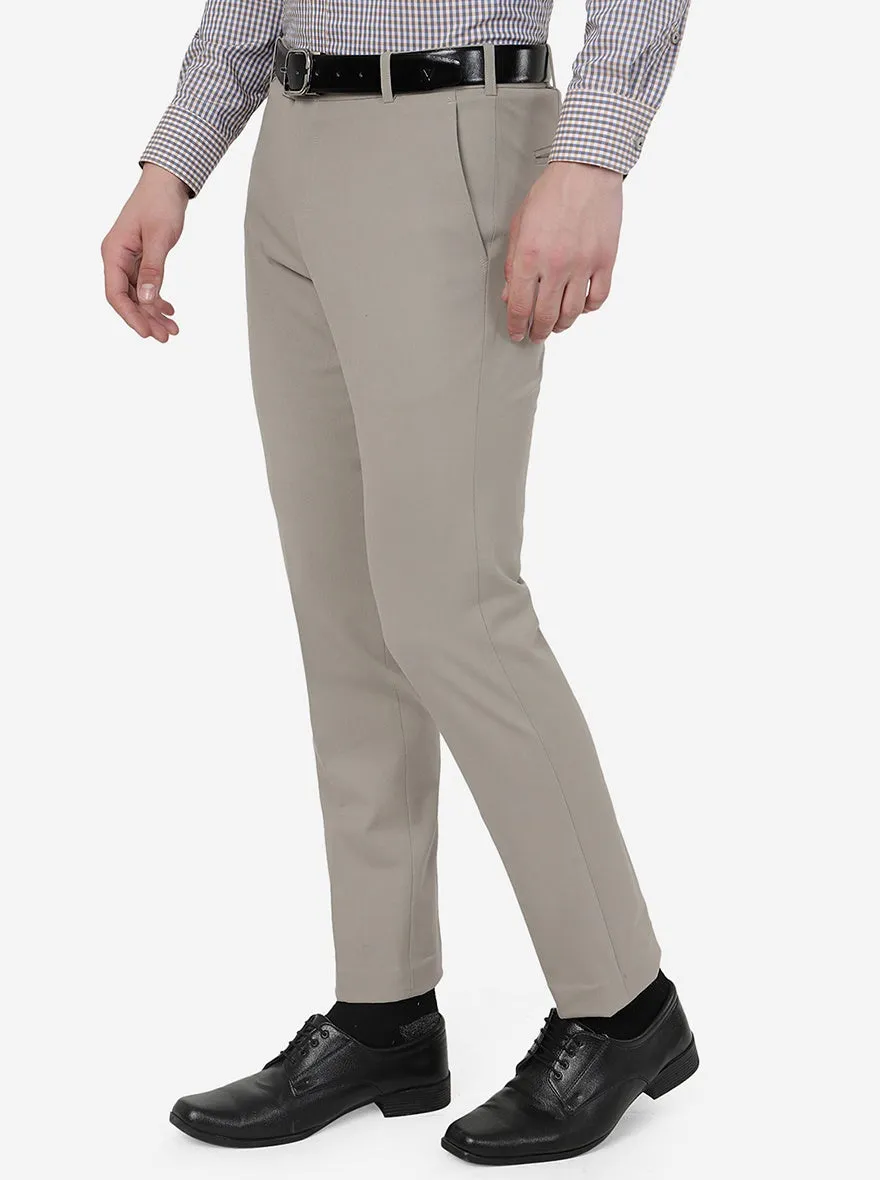 Grey Solid Super Slim Fit Formal Trouser | JadeBlue