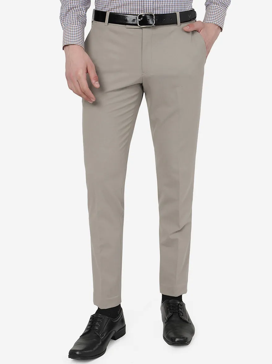 Grey Solid Super Slim Fit Formal Trouser | JadeBlue