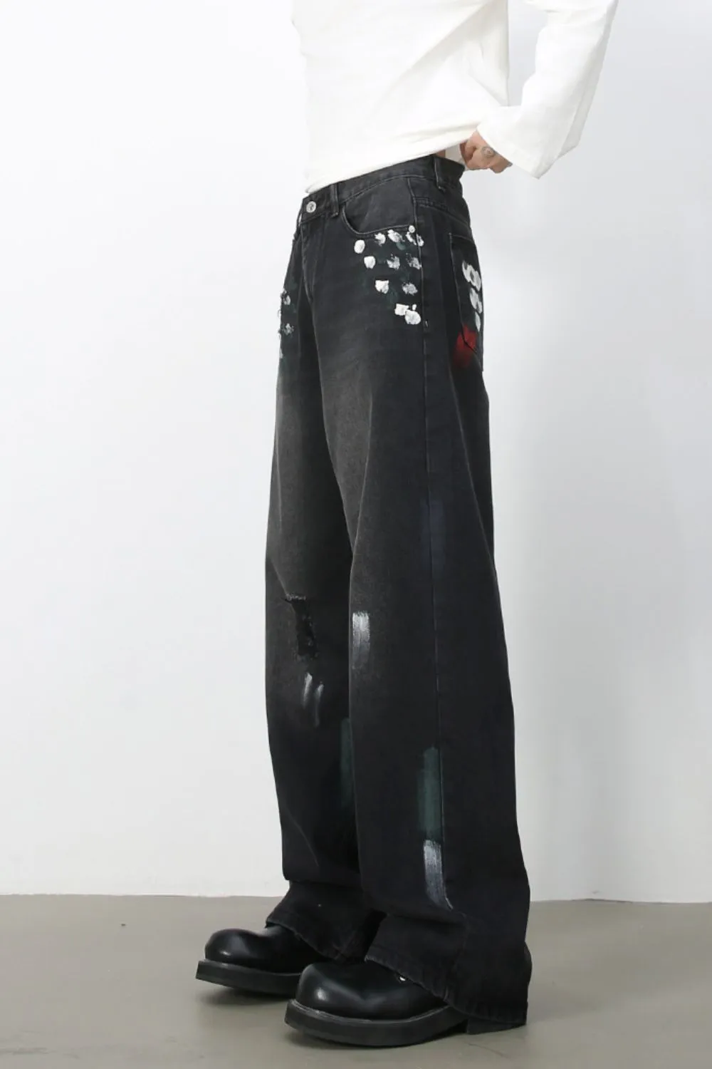 Heren Paint Loose Jeans