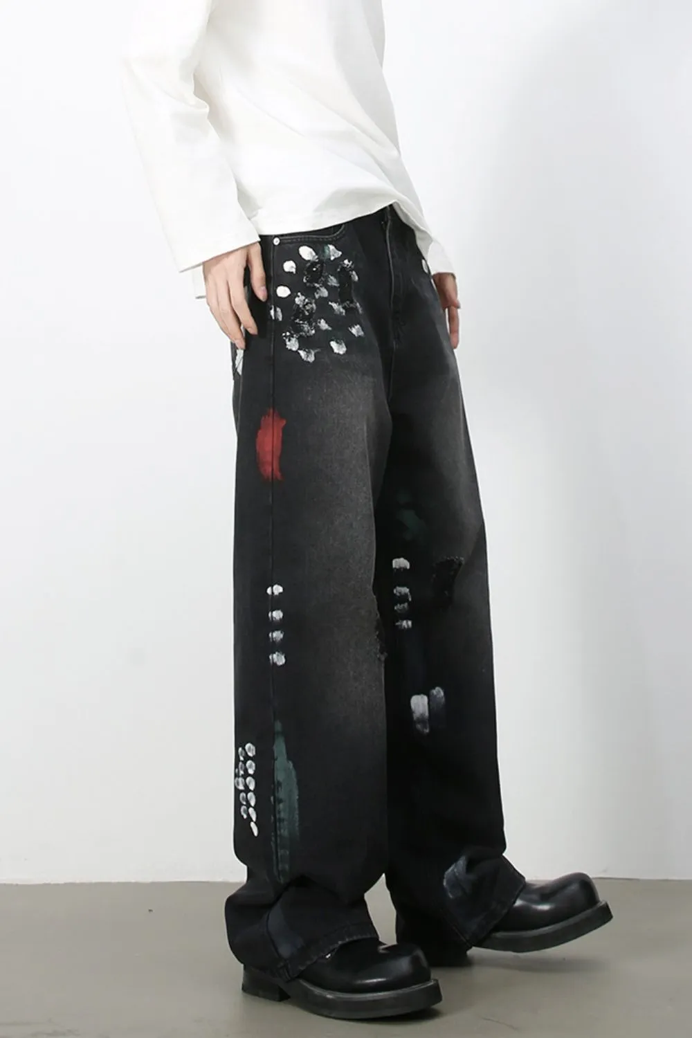 Heren Paint Loose Jeans