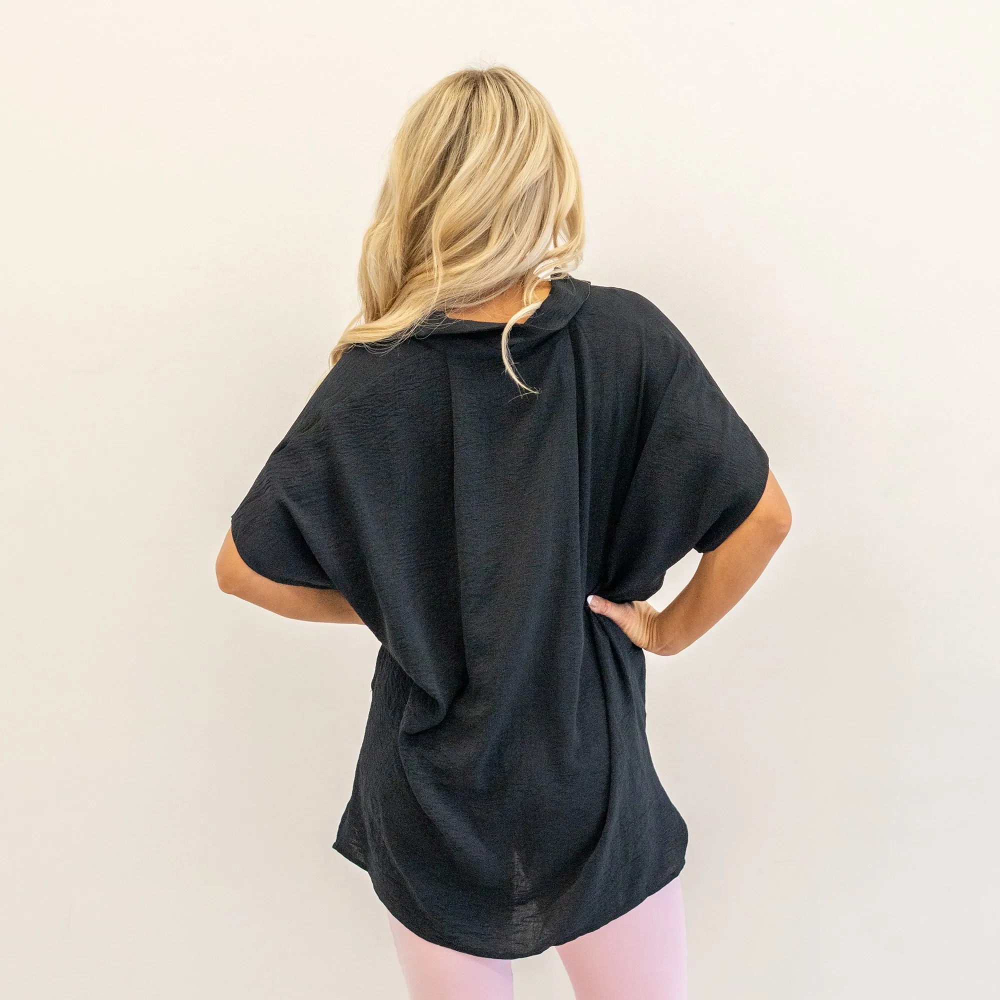 High-Low Button Up Short Sleeve Shirt Regular & Plus Sizes