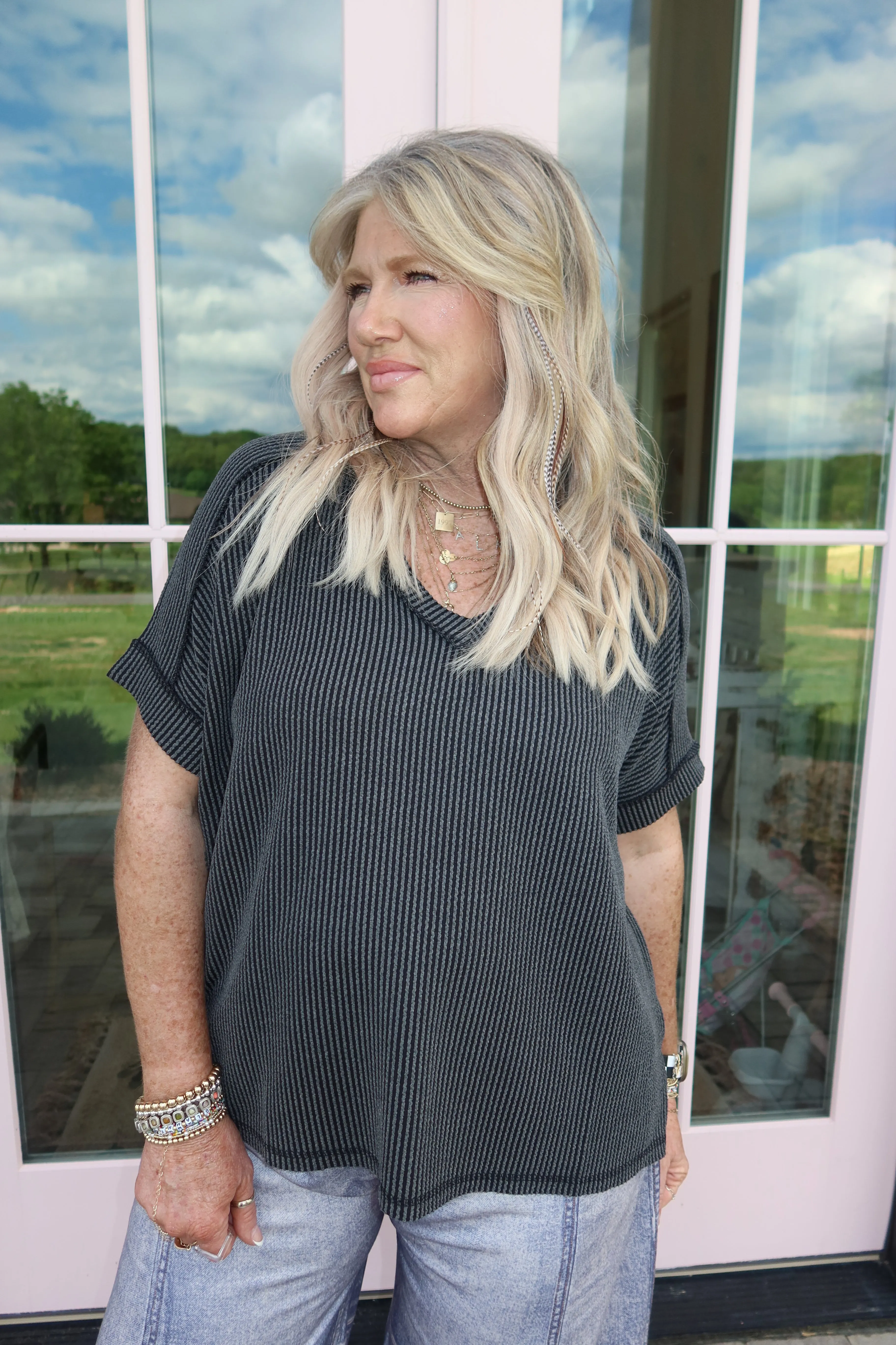 High-Low V Neck Top