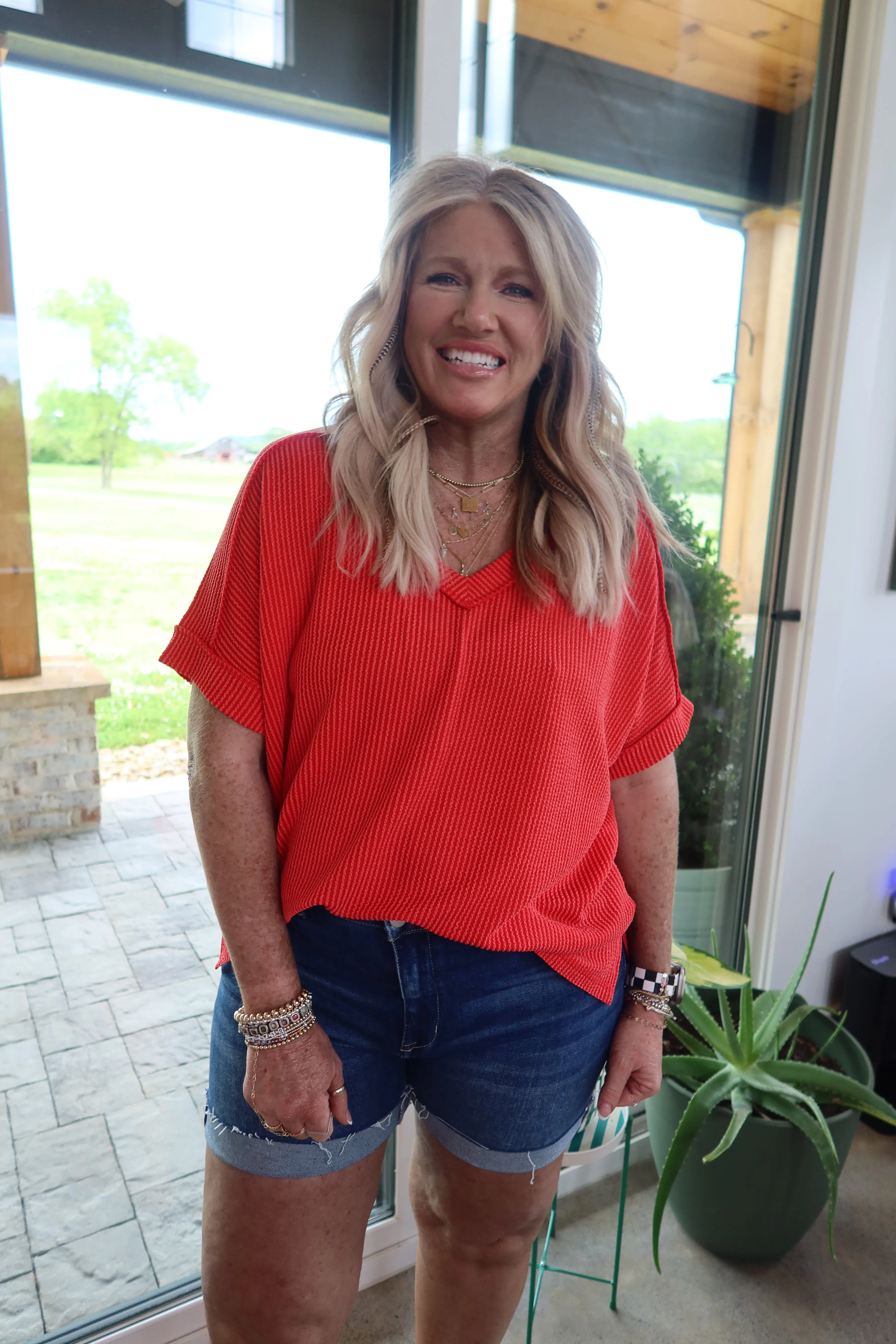 High-Low V Neck Top