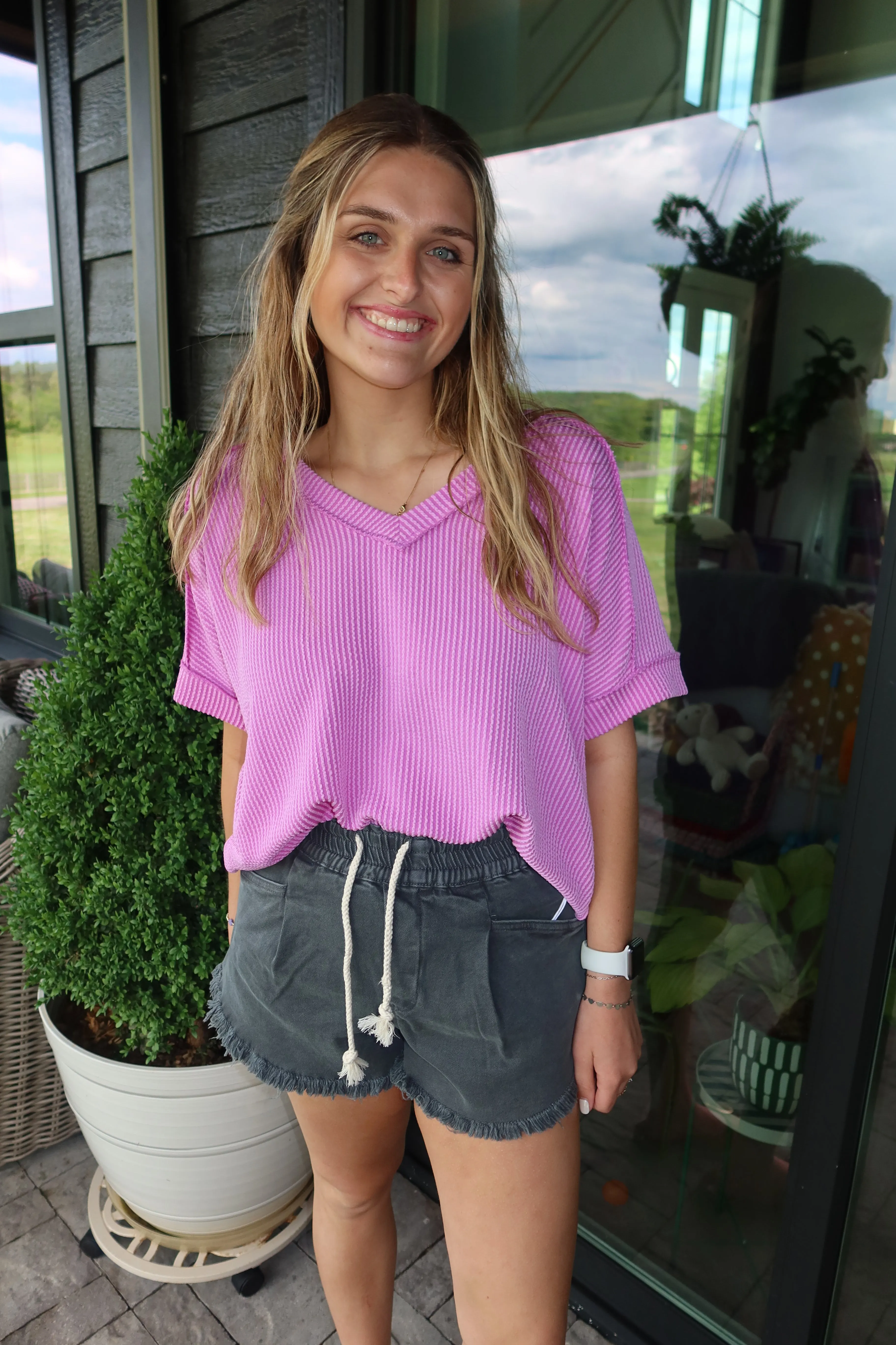 High-Low V Neck Top