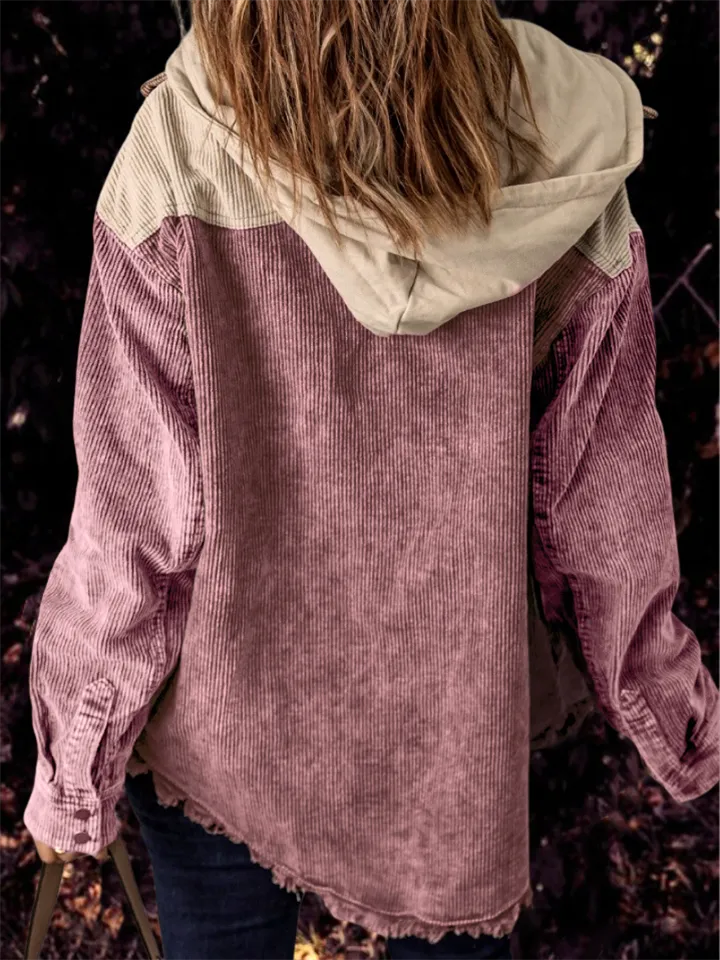 High Street Boyfriend Hooded Corduroy Jacket Coats for Women