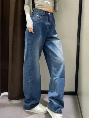 Hip Hop Washed High Waist Boyfriend Jeans
