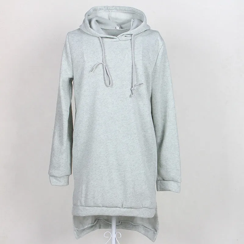 Hoodie Long Sleeve Slim College Style Women hoody Dress Letter Print with Hooded Front Pocket sweatshirt