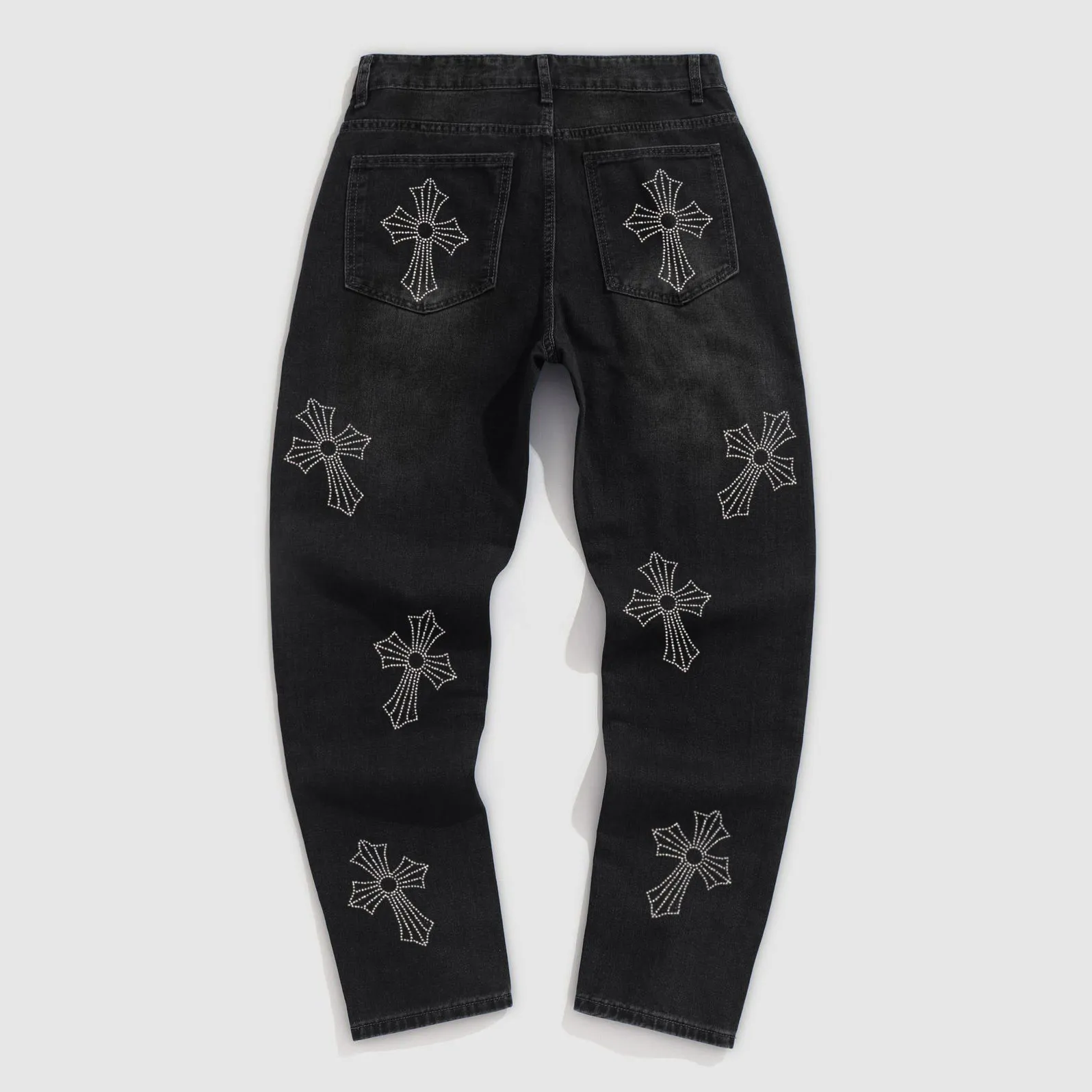 Hot Diamond Cross Loose Straight Jeans