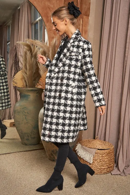 HOUNDSTOOTH TWEED COAT