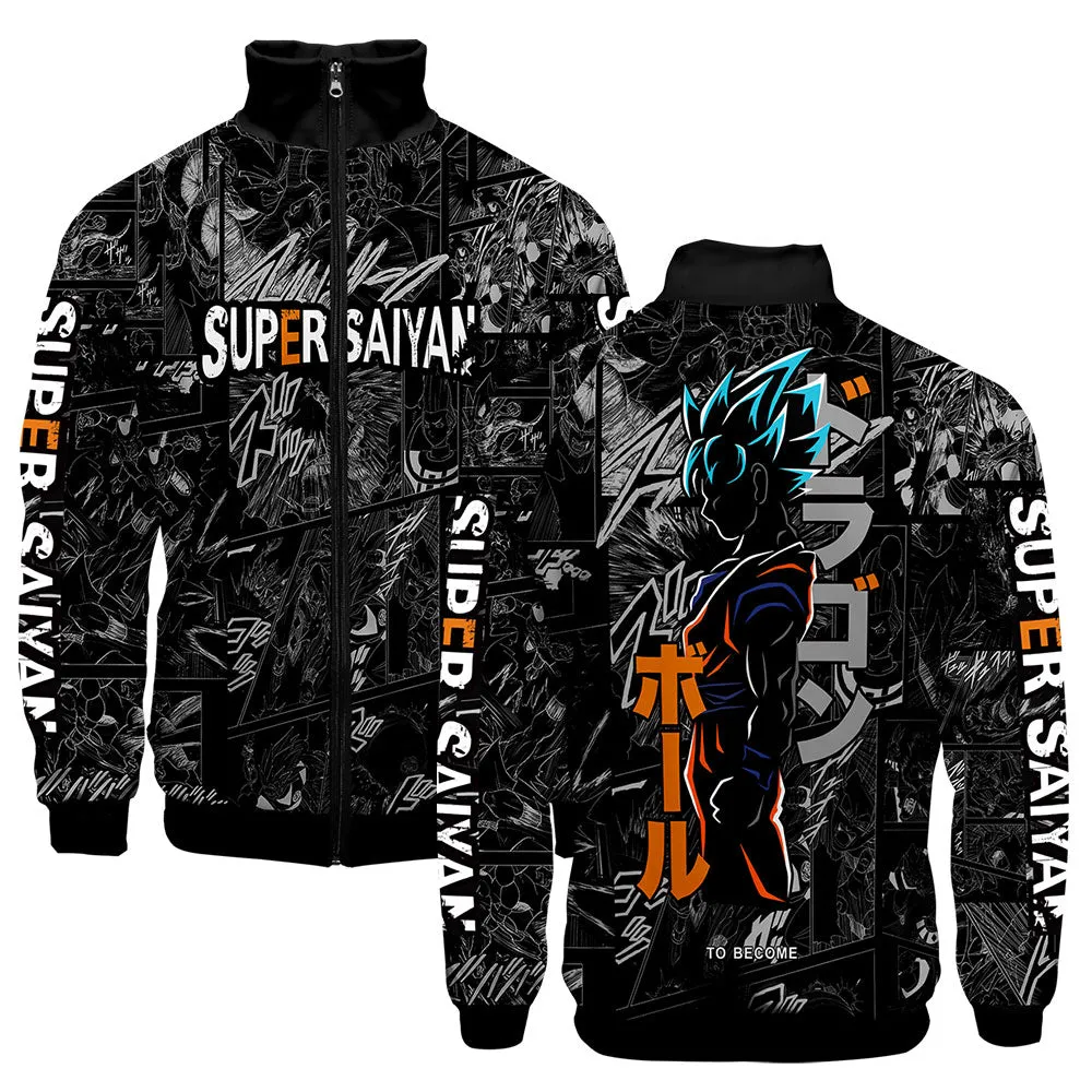 Japanese Anime Dragon Ball Goku 3D Jacket Men Women Harajuku Hip Hop New Style Hoodies Casual Stand Collar Zipper Sweatshirt
