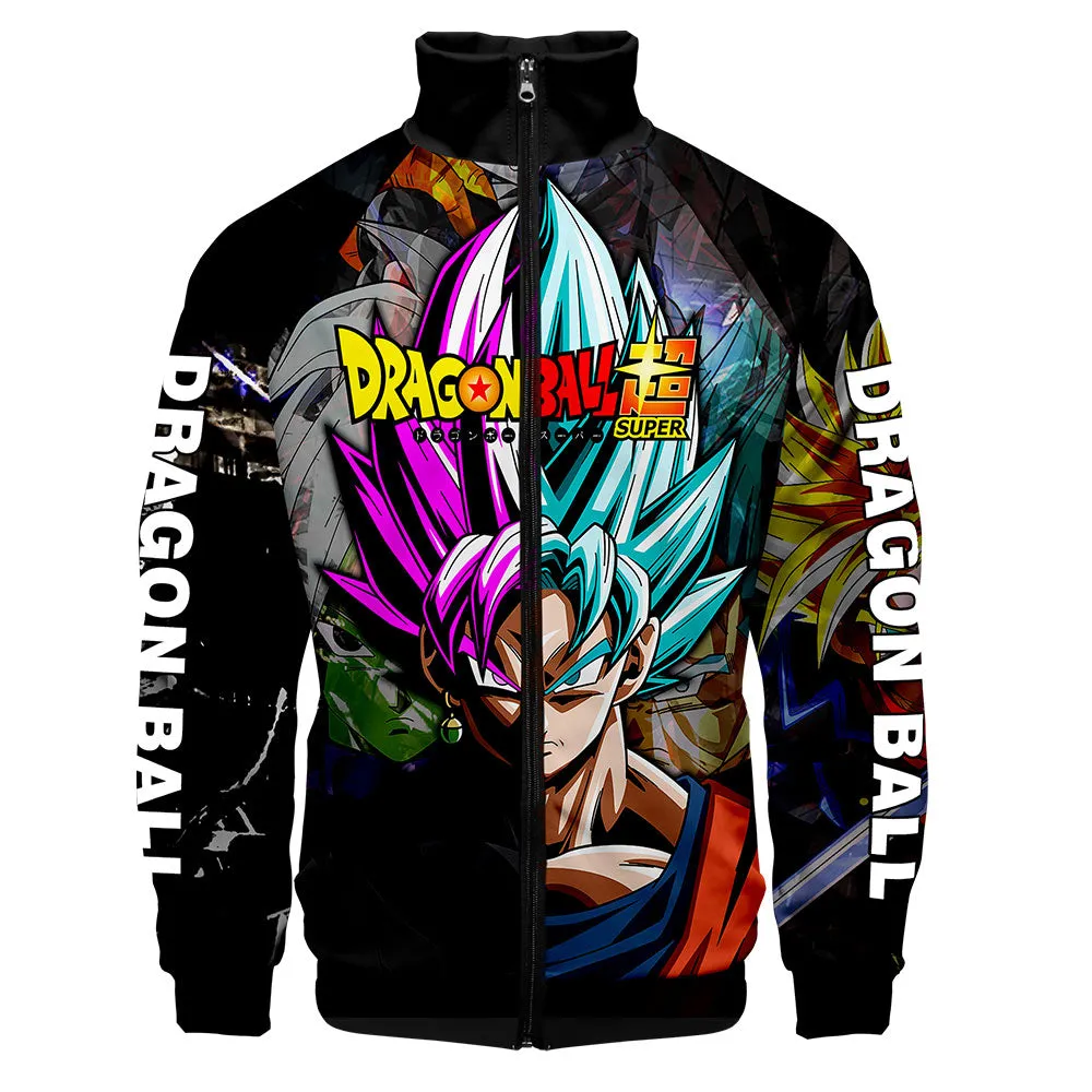 Japanese Anime Dragon Ball Goku 3D Jacket Men Women Harajuku Hip Hop New Style Hoodies Casual Stand Collar Zipper Sweatshirt