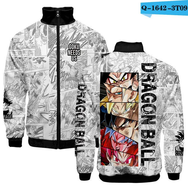 Japanese Anime Dragon Ball Goku 3D Jacket Men Women Harajuku Hip Hop New Style Hoodies Casual Stand Collar Zipper Sweatshirt