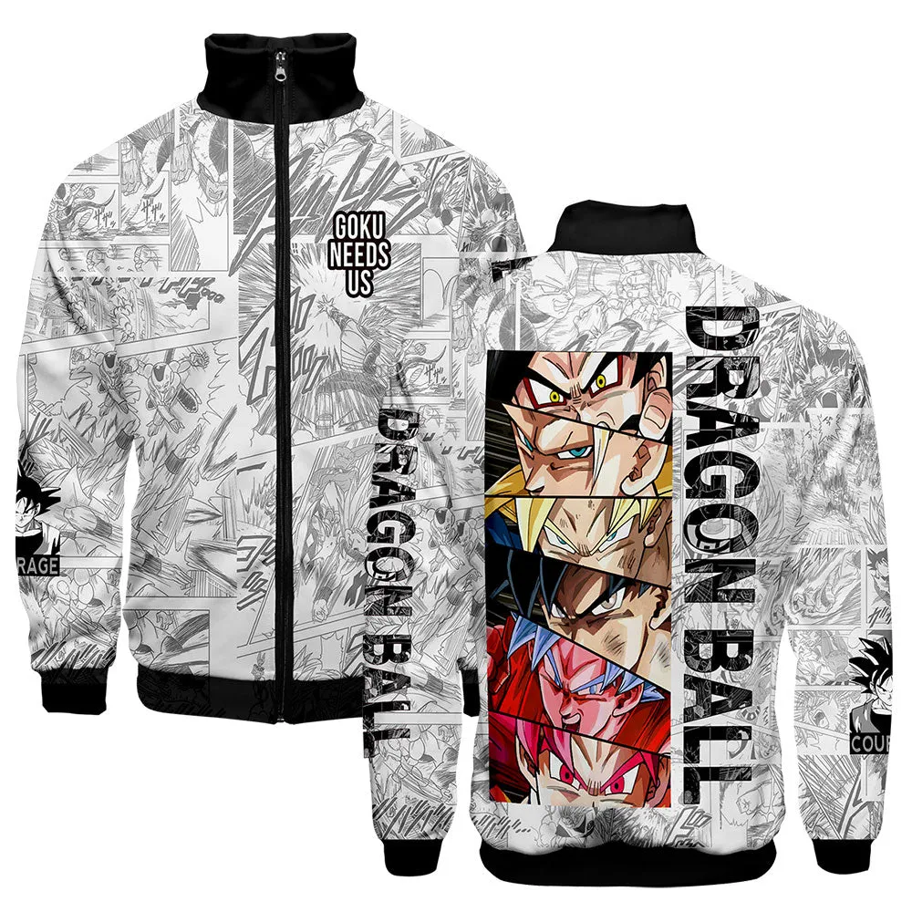 Japanese Anime Dragon Ball Goku 3D Jacket Men Women Harajuku Hip Hop New Style Hoodies Casual Stand Collar Zipper Sweatshirt