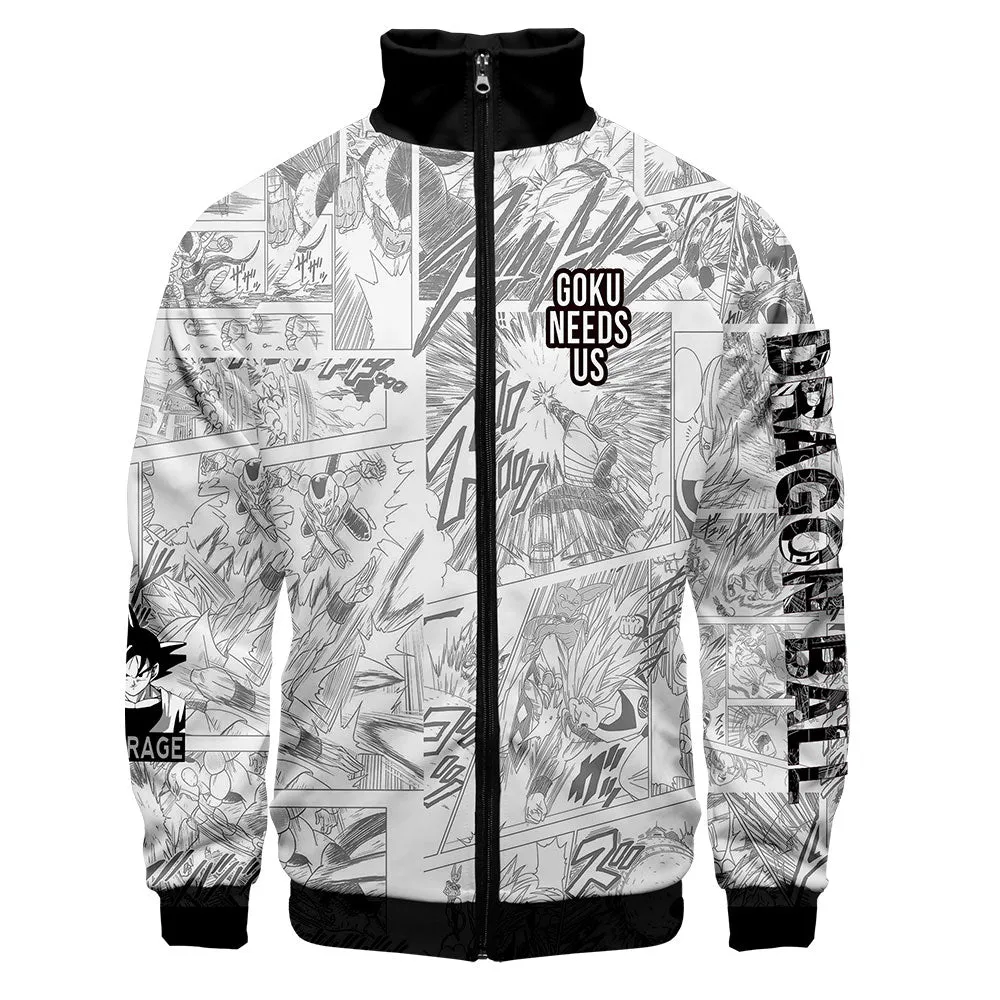 Japanese Anime Dragon Ball Goku 3D Jacket Men Women Harajuku Hip Hop New Style Hoodies Casual Stand Collar Zipper Sweatshirt