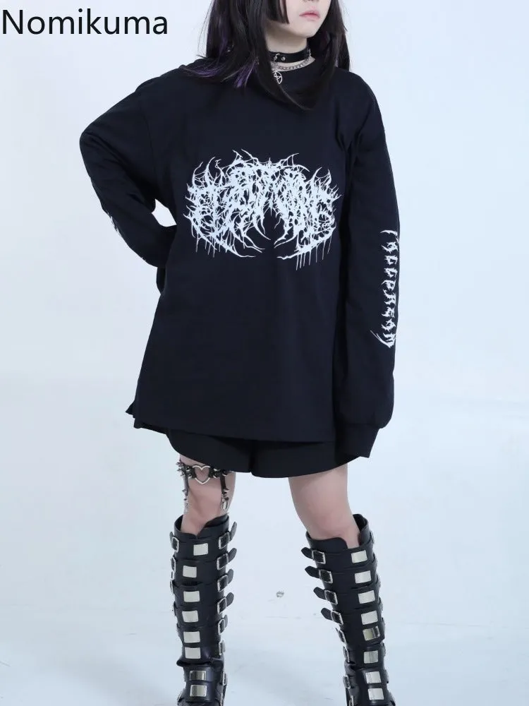JazzHer 2025 Ropa Mujer Streetwear Hip-hop Hoodies Women Clothes Japanese Harajuku Tops O-neck Casual Sweatshirts Print Chic Y2k Hoodie