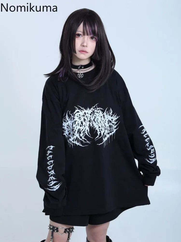 JazzHer 2025 Ropa Mujer Streetwear Hip-hop Hoodies Women Clothes Japanese Harajuku Tops O-neck Casual Sweatshirts Print Chic Y2k Hoodie