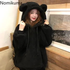 JazzHer 2025 Women Clothing Oversized Hoodies Y2k Tops Streetwear Rabbit Ears Hooded Sweatshirts Thicked Casual Chic Hoodie Ropa Mujer