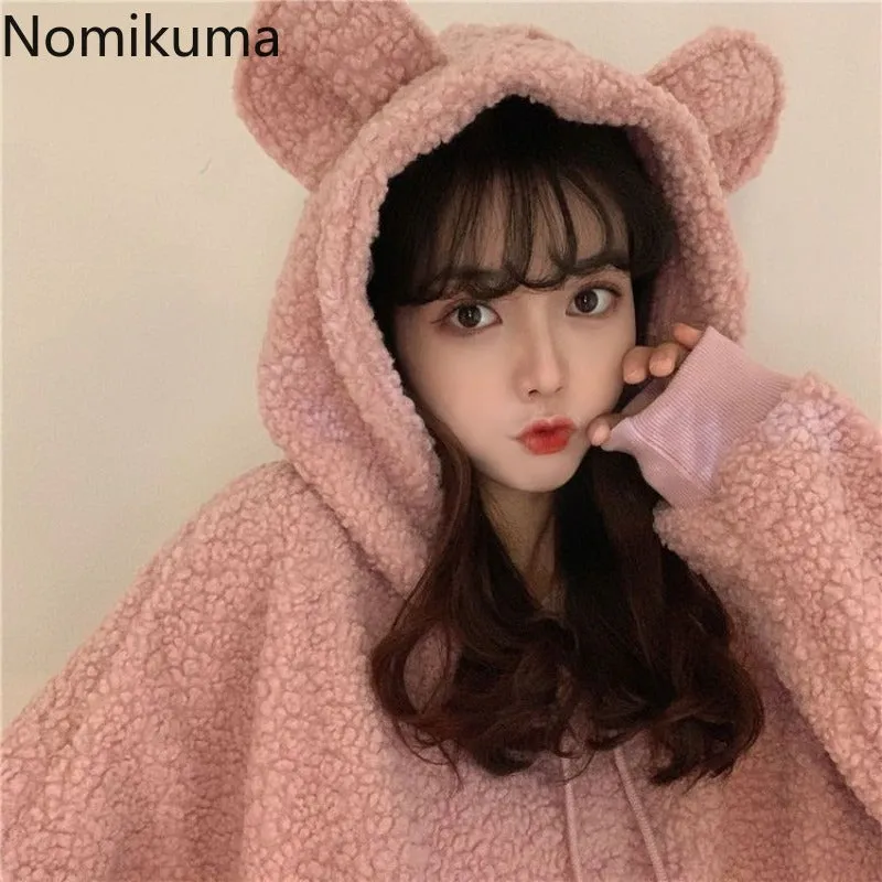 JazzHer 2025 Women Clothing Oversized Hoodies Y2k Tops Streetwear Rabbit Ears Hooded Sweatshirts Thicked Casual Chic Hoodie Ropa Mujer