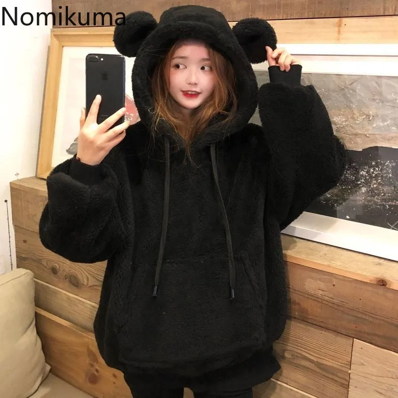 JazzHer 2025 Women Clothing Oversized Hoodies Y2k Tops Streetwear Rabbit Ears Hooded Sweatshirts Thicked Casual Chic Hoodie Ropa Mujer